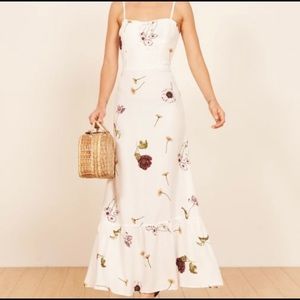 Reformation Prairie dress in Gardenia